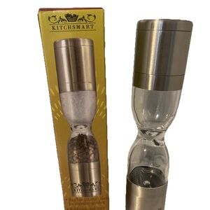 Kitchsmart 2 In 1 Deluxe Salt and Pepper Mill Stainless Steel Acrylic Core
